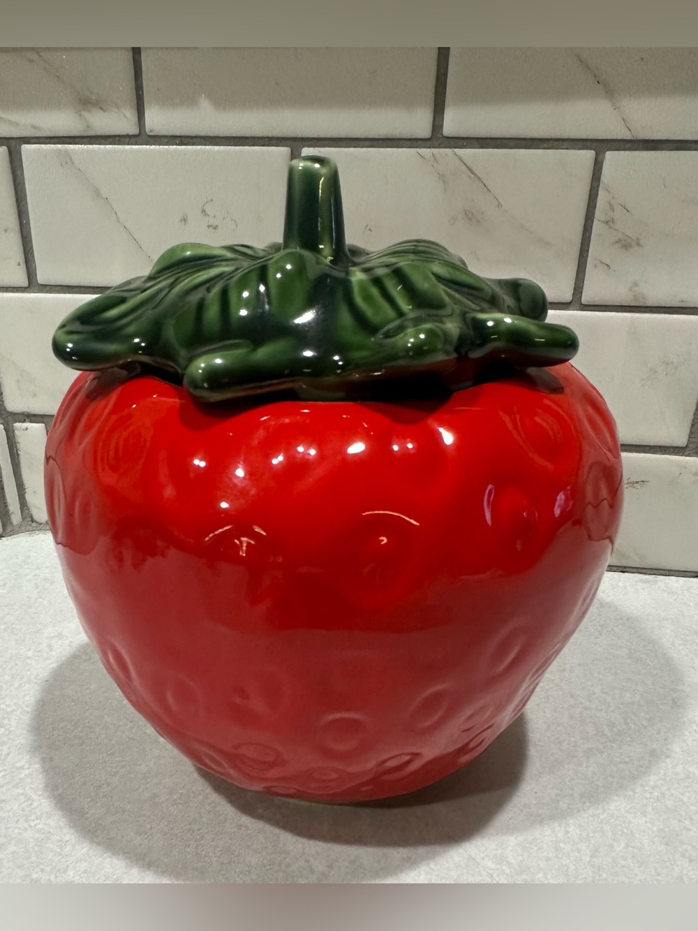 STRAWBERRY COOKIE JAR / Cannister House by wester Ceramics- vintage